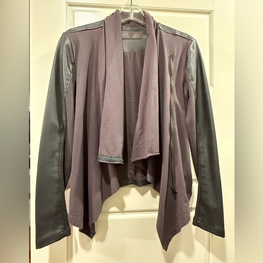 Faux leather drapy motorcycle jacket